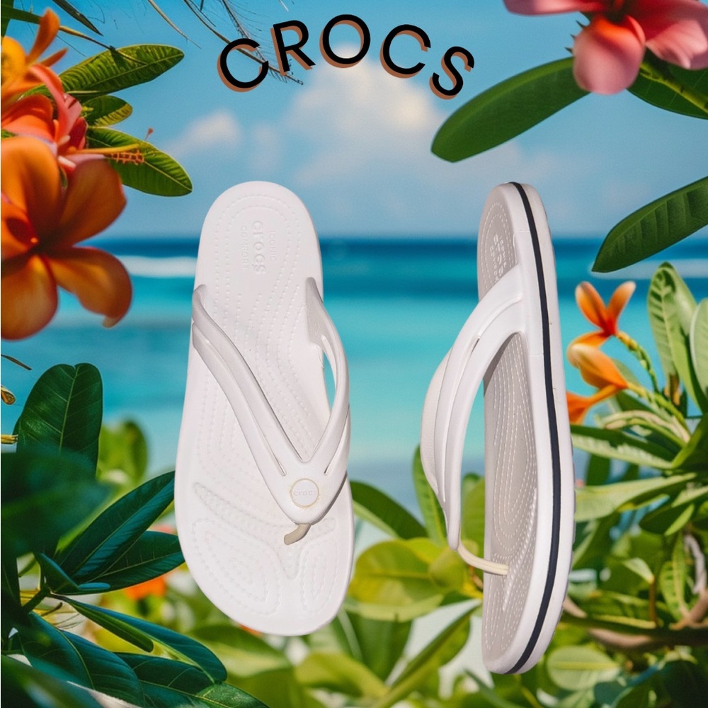 Crocs Iconic Comfort white flip flop sandals women’s size  11
